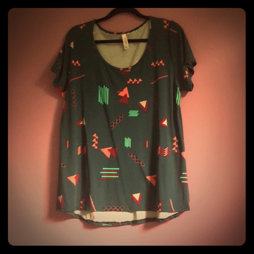 LULAROE teal and 80s accent TEE